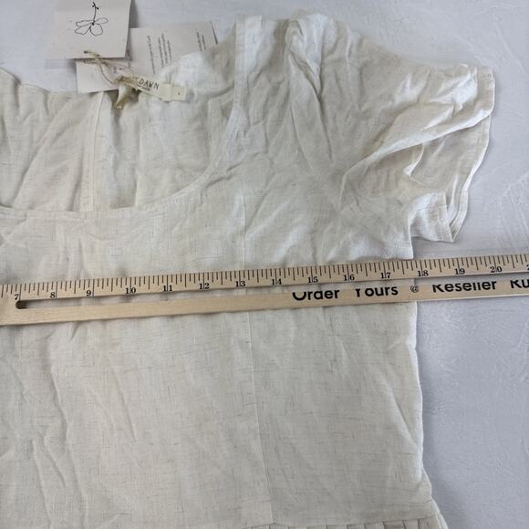 Christy Dawn Dress Women Large Scarlet Eggshell Linen Blend Cream Cottagecore - Picture 8 of 10